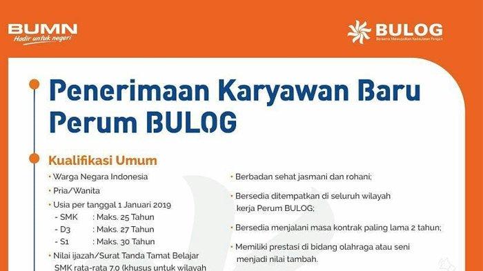 Lowongan Kerja BUMN 2019 - Perum Bulog Buka Kesempatan untuk SMA, D3 & S1 Cek Syarat Lengkap di Sini