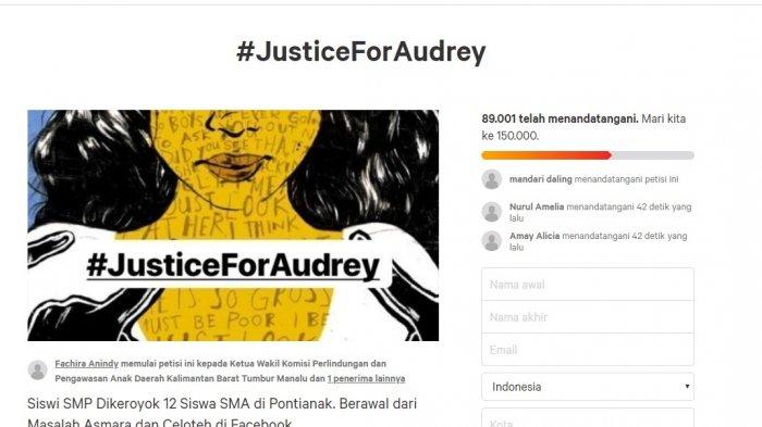 Pengeroyokan Siswi di Pontianak Viral, Petisi #JusticeForAudrey Ditandatangani Hampir 100 Ribu Orang