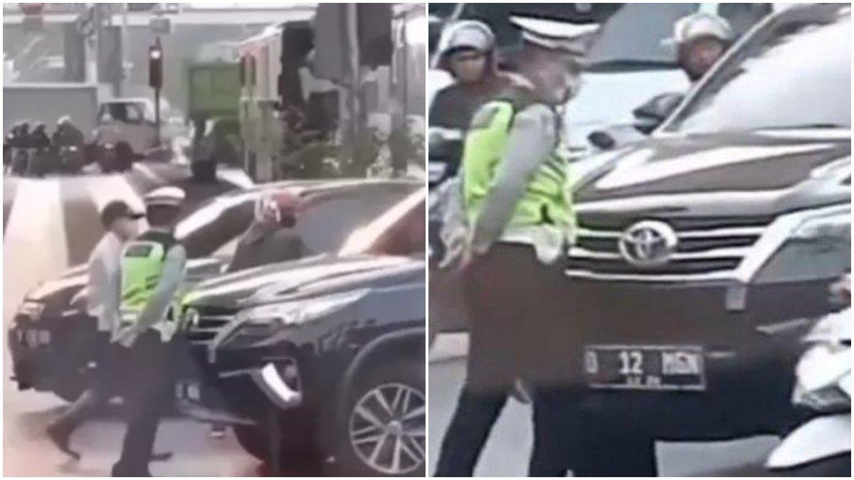 VIRAL Aksi Arogan Sopir Fortuner, Nekat Tabrak Polisi, Tak Terima Ditegur Karena Langgar Lalu Lintas