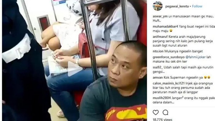 Padahal Udah Dilarang Petugas, Pria Ini Tetap Maksa Duduk di Lantai Commuter