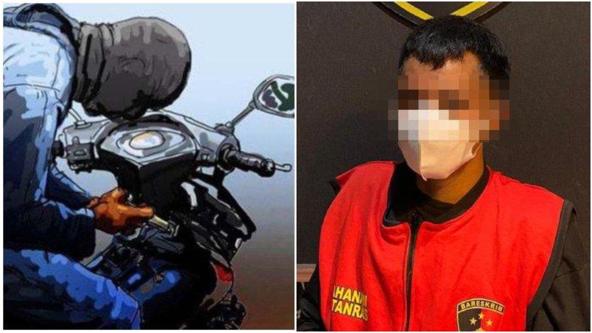 APES Lagi Enak Dorong Motor Curian, Maling Malah Ketemu Polisi di Jalan, Kaget Langsung Tancap Gas