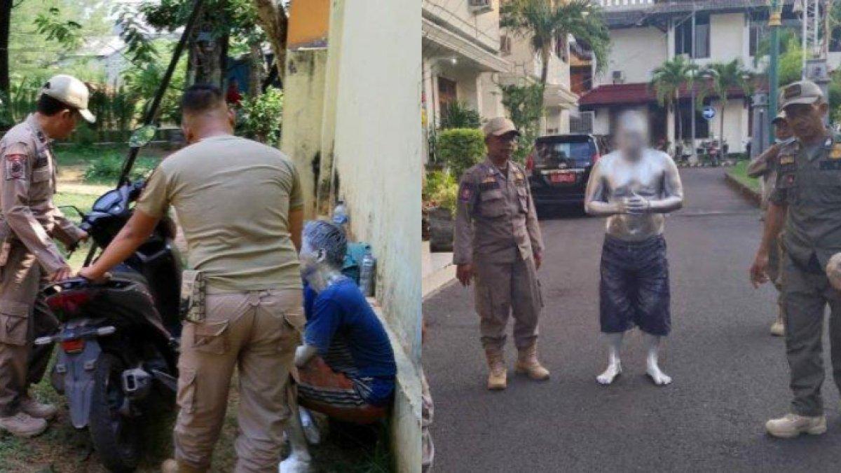 Manusia Silver di Tuban Bisa Raup Rp 144 Ribu Per Tiga Jam Ngamen, Kocar-kacir saat Petugas Datang