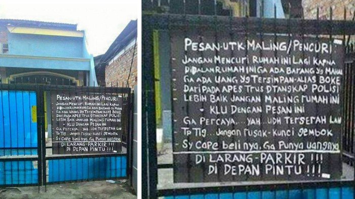Tulisan di Pagar Ini Unik Banget, Bisa Jadi Inspirasi Kalian yang Takut Tinggalin Rumah Pas Mudik