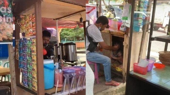 VIRAL VIDEO Haru Penjual Es Suapi Dua Anaknya di Dalam Gerobak Dagangan, Ini Cerita Pengunggah