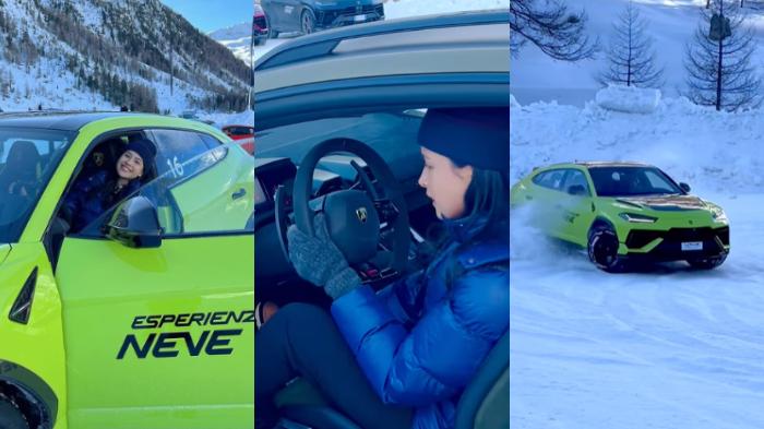 5 Potret Maudy Ayunda Ngedrift di Atas Salju, Coba 2 Mobil, Dipuji Jesse Choi: Bisa Jadi Sopir