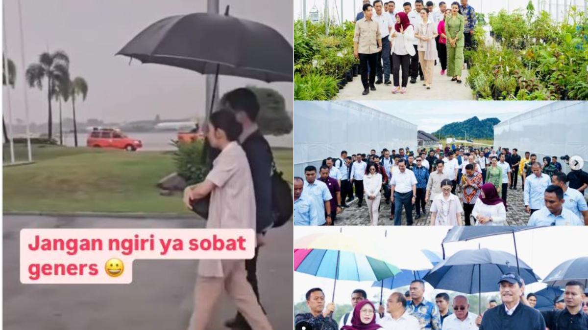 Romantisnya Wapres Gibran Payungi Selvi Ananda saat Hujan-hujanan di Sumatera Utara, Digoda Netizen