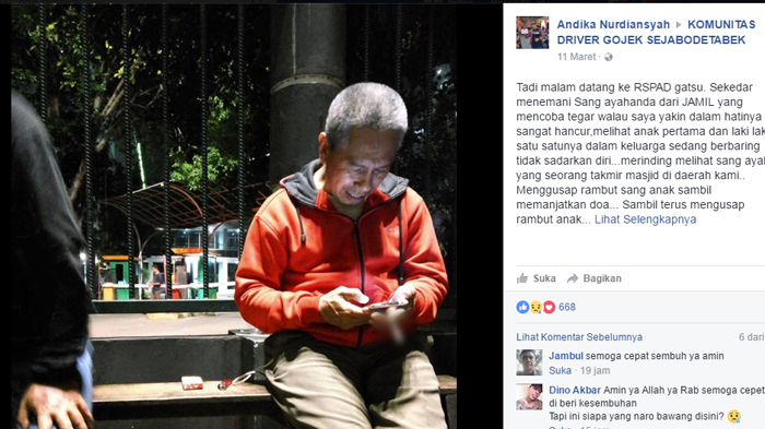 Ayah Driver Ojek Online yang Ditabrak Sopir Angkot Lakukan Ini Untuk Anaknya yang Koma, Bikin Nangis