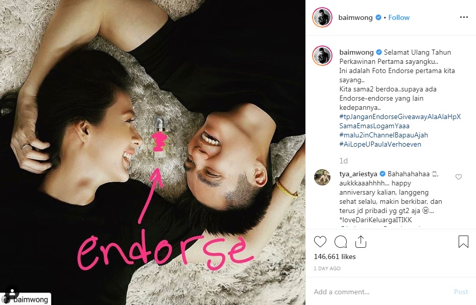 Baim Wong Rayakan Anniversary Pertama, Suami Paula Verhoeven Harapkan 'Ada Endorse yang Lain'