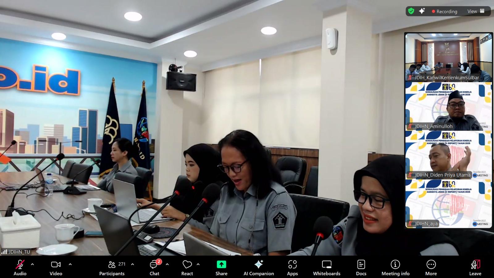 Dorong Kinerja JDIHN, Kanwil Kemenkum Sulbar Hadiri Sosialisasi e-Report