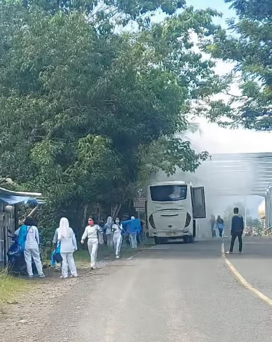 Viral Bus Damri yang Timpangi Mahasiswa Stikes Fatimah Berasap di Tapalang, Begini Kata Polisi