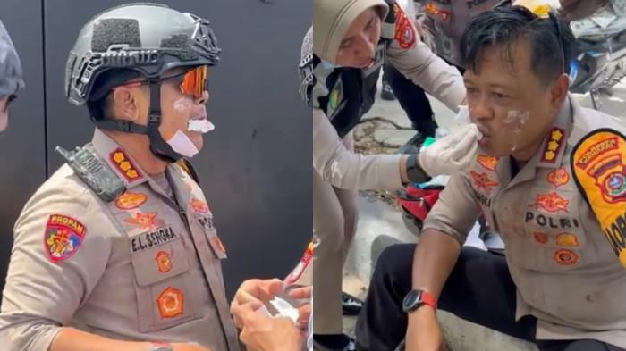 LUKA KAPOLRESTA KENDARI - Kapolresta Kendari, Kombes Edwin Louis Sengka, terluka terkena lemparan batu. Peristiwa tersebut terjadi dalam aksi blokade jalan berujung ricuh di Perempatan Wua-Wua, Kota Kendari, Sulawesi Tenggara (Sultra), pada Rabu (19/11/2025). Aksi tersebut menyebabkan akses jalan di perempatan Jalan Ahmad Yani, Jalan Budi Utomo, dan Jalan Imam Bonjol, Kelurahan Kadia, Kecamatan Wua-Wua, lumpuh total.