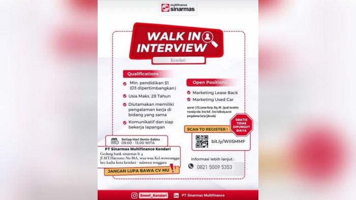 Lowongan Kerja Kendari PT Sinarmas Multifinance Buka Loker Posisi Marketing Lease Back dan Used Car