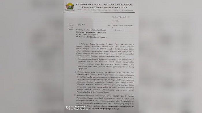 DPRD Sultra Tolak Plt Sekwan yang Ditunjuk Gubernur Ali Mazi
