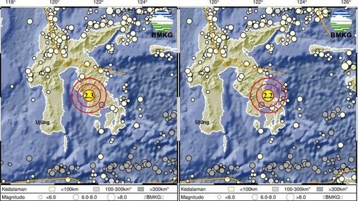 2 Kali Gempa Bumi di Wilayah Sulawesi Tenggara, Kolaka Diguncang Magnitudo 2.3, Konawe 2.2 SR