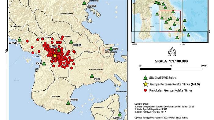 299 Kali Gempa Bumi Susulan Terjadi di Kolaka Timur Sulawesi Tenggara Dalam 10 Hari, Terbaru 3.0 SR