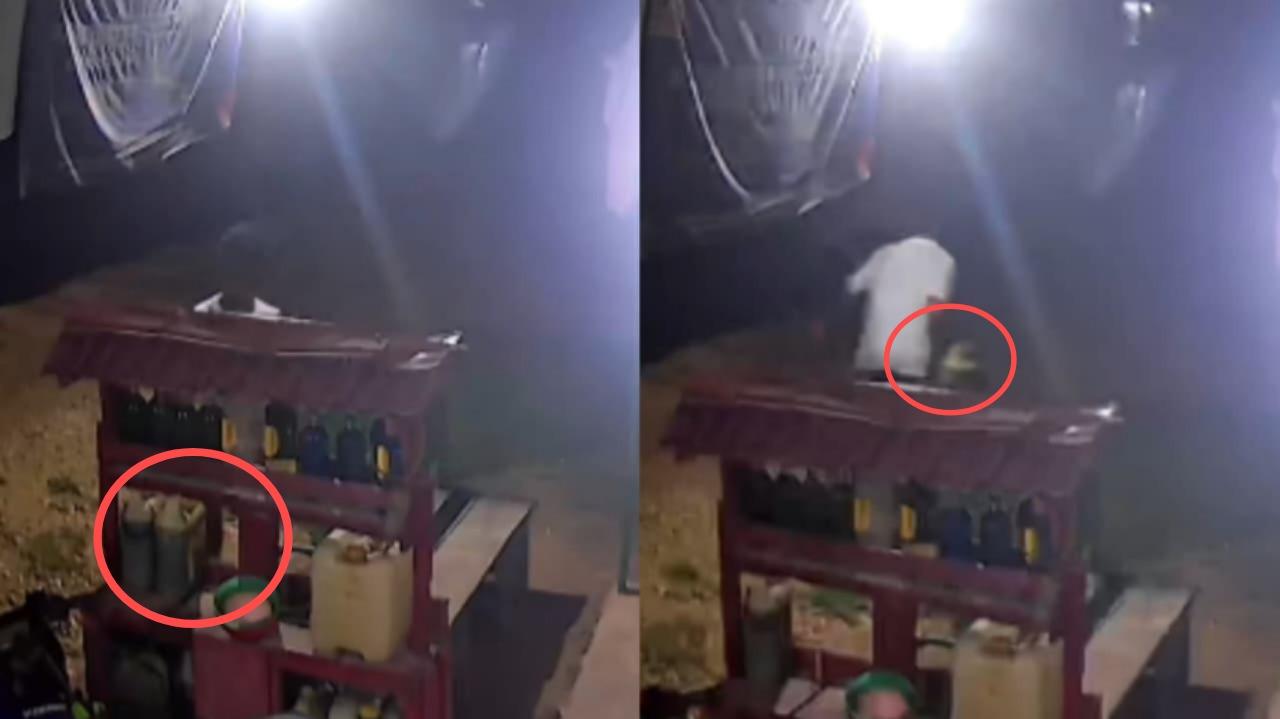 Aksi Pria Curi 12 Liter BBM di Warung 24 Jam Kelurahan Danau Goa Tongkuno Muna Terekam CCTV Viral