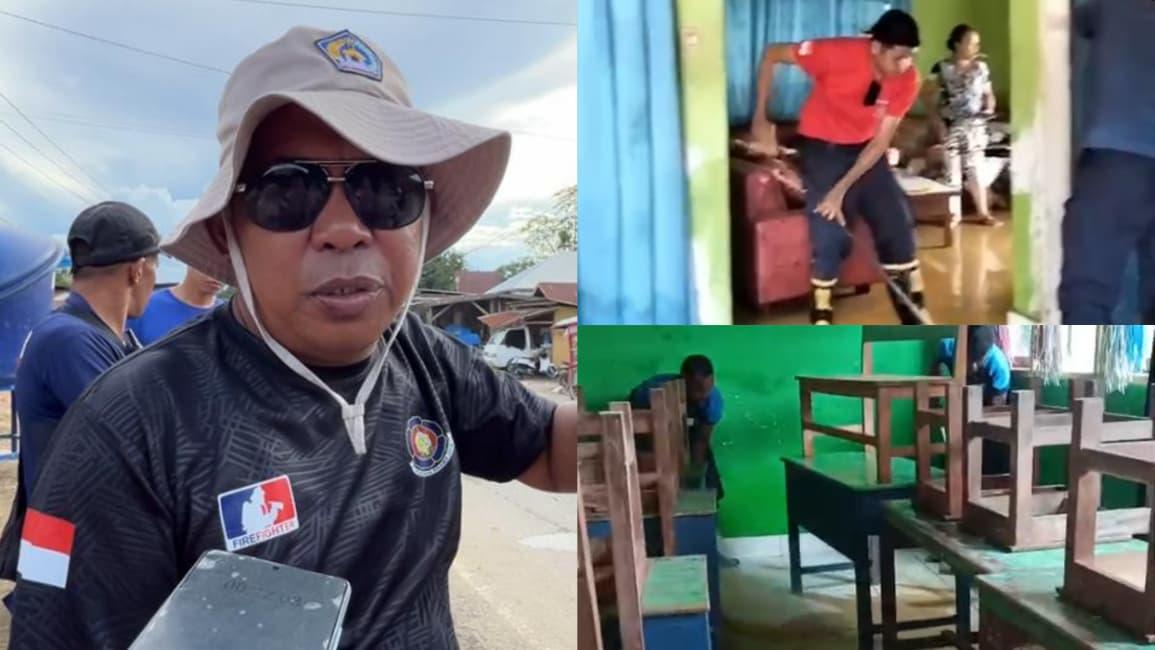 1 SD dan 30 Rumah di Kota Kendari Dibersihkan Petugas Damkar Usai Diterjang Banjir Sabtu Malam