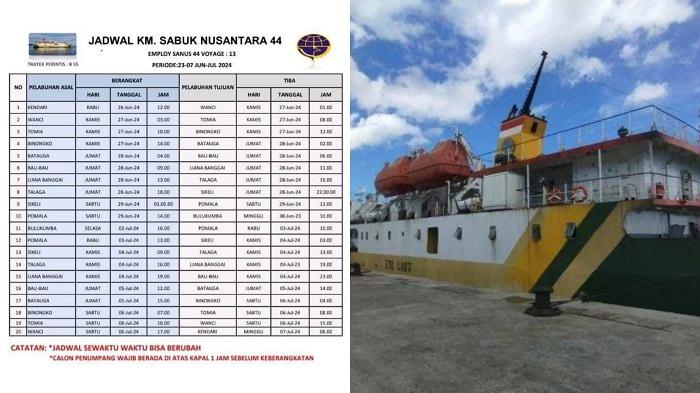 Cek Jadwal dan Rute KM Sabuk Nusantara 44 di Sulawesi Tenggara Mulai 26 Juni hingga 7 Juli 2024