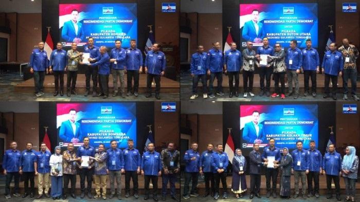 Demokrat Serahkan B1-KWK ke 4 Pasangan Bacakada di Sulawesi Tenggara: Butur, Bombana, Konawe, Koltim