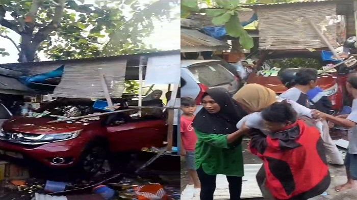 Detik-detik Kecelakaan Mobil Honda BR-V di Baubau Sulawesi Tenggara Tabrak Warung Manisan