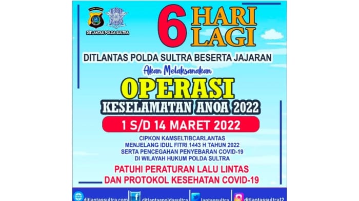 Siap-siap Mulai 1-14 Maret 2022 Ditlantas Polda Sultra Bakal Gelar Operasi Keselamatan Anoa