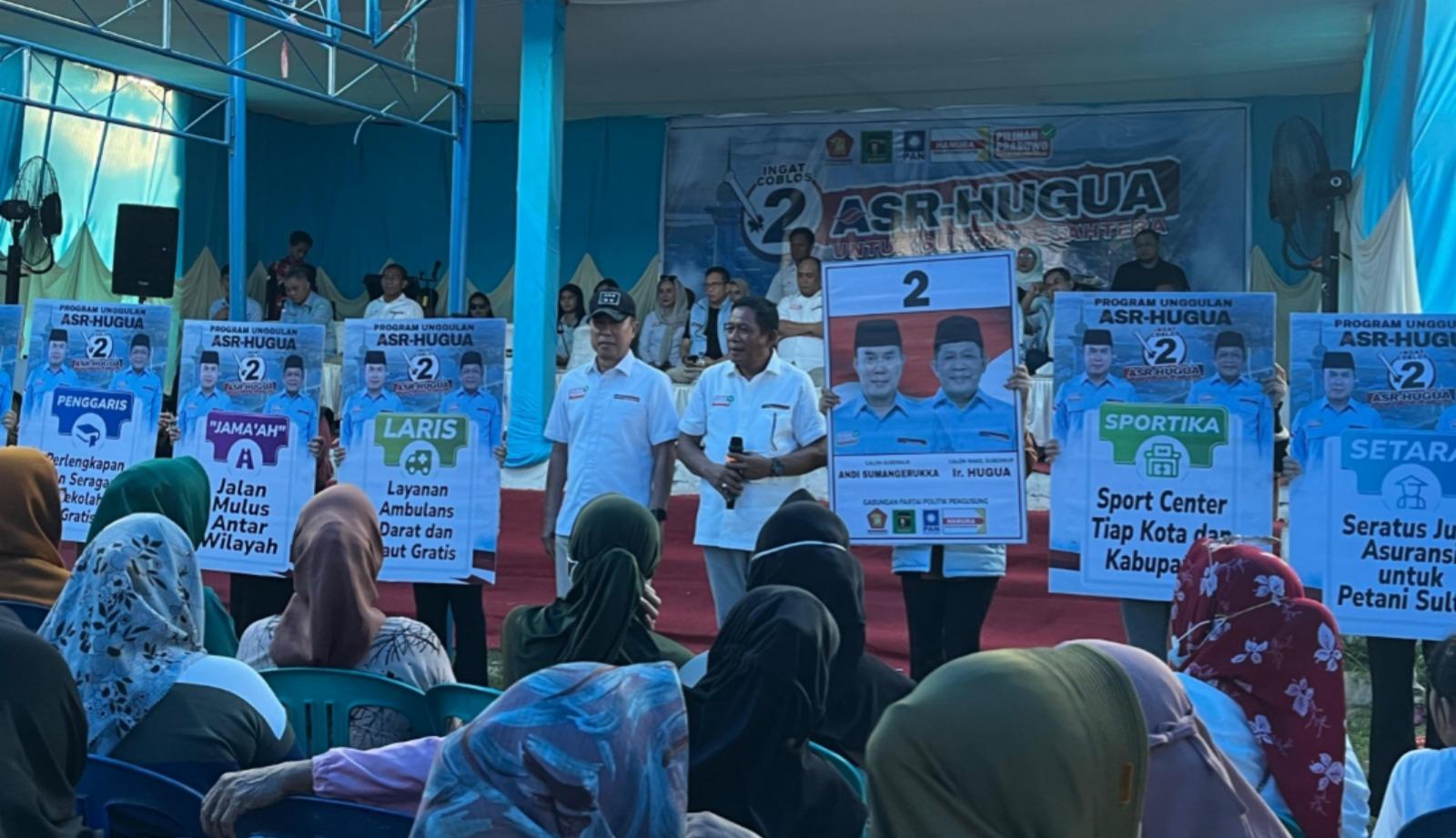 Kampanye Akbar Cagub Sultra ASR-Hugua di Wawotobi Dihadiri 2 Cawabup Konawe Syamsul dan Dessy