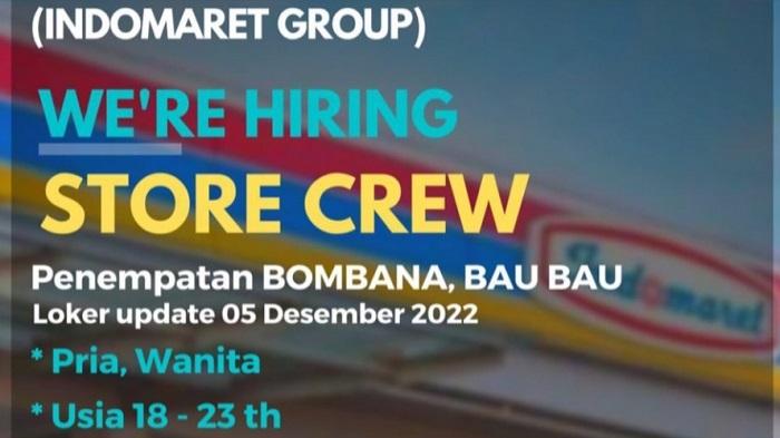 Lowongan Kerja Sulawesi Tenggara Indomaret Rekrutmen Posisi Store Crew Penempatan Bombana dan Baubau