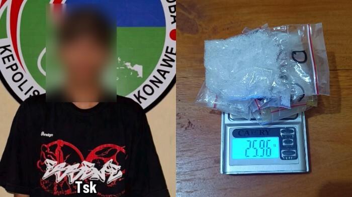Pemuda 21 Tahun Miliki Sabu 25,96 Gram Siap Edar di Konawe Sulawesi Tenggara Ditangkap Polisi