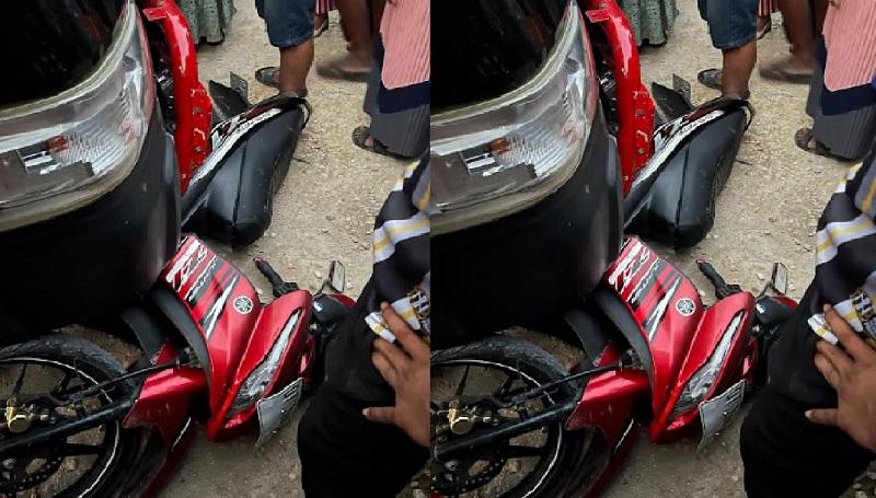 Pengendara Motor Ditabrak di Terminal Pasar Laino Raha Sulawesi Tenggara, Terjatuh hingga Terseret