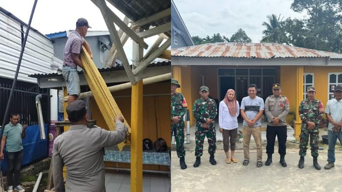 TNI-Polri di Koltim Bantu Perbaikan Rumah Warga Kelurahan Woitombo, Rusak Akibat Angin Kencang