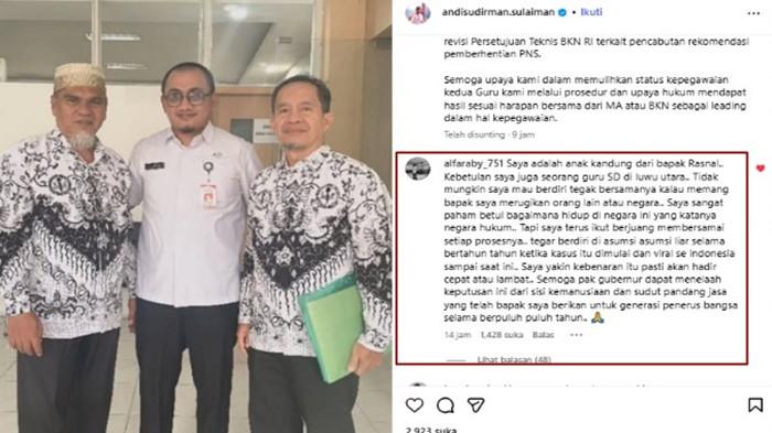 Akun Instagram @alfaraby_751, yang mengaku sebagai anak kandung dari Rasnal, men