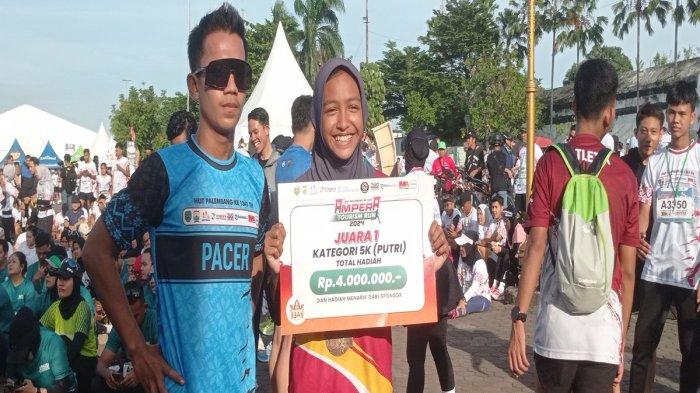 Bahagianya Gendis Aulia, Remaja 15 Tahun Juara Pertama Ampera Tourism Run 2024 Kategori 5K