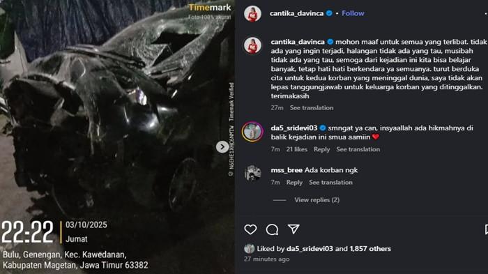Cantika Davinca membagikan kondisi mobil yang dikemudikannya alami