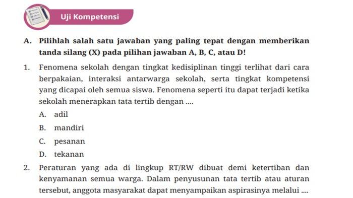 Contoh Jawaban PKN Kelas 8 SMP Halaman 96-99 Kurikulum Merdeka, Uji Kompetensi Pilihan Ganda