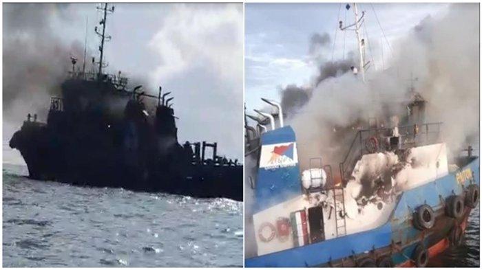 Detik Pemadaman Kapal Terbakar di Sungai Musi Kabupaten Banyuasin, Evakuasi Awak Dibantu Nelayan