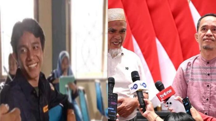 LAPORKAN GURU LUTRA- Kolase (kiri) Faisal Tanjung, oknum Lembaga Swadaya Masyarakat (LSM), (kanan) ua guru asal Kabupaten Luwu Utara, Sulawesi Selatan, Abdul Muis dan Rasnal. Faisal  mengklaim bahwa laporan dua guru berawal dari aduan siswa SMAN 1 Luwu Utara berinisial F.