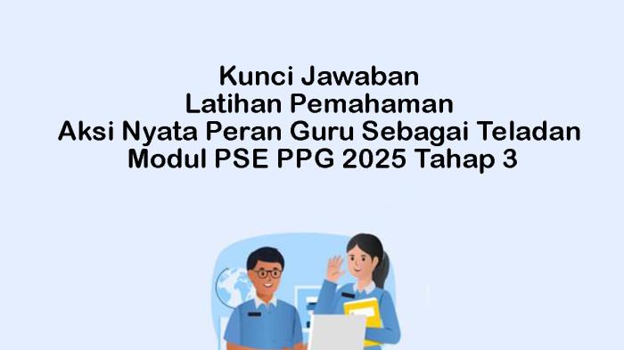 Kunci Jawaban Latihan Pemahaman Aksi Nyata Peran Guru Sebagai Teladan Modul PSE PPG 2025 Tahap 3