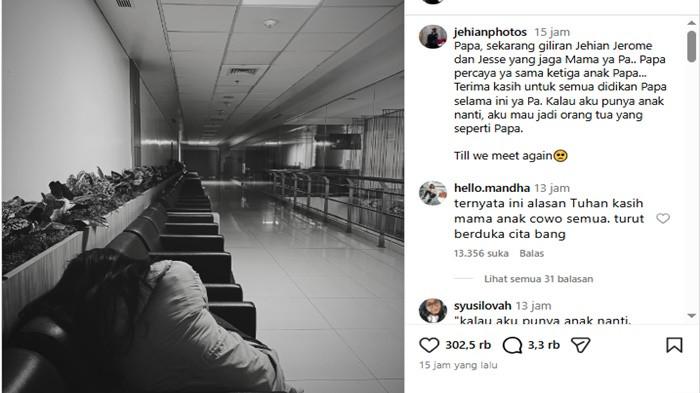 Jehian, kakak Jerome Polin melalui unggahan Instagramnya, Jumat (31/10/2025), me