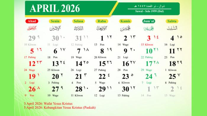 Kalender APRIL 2026 Lengkap dengan Tanggal Merah dan Daftar Long Weekend