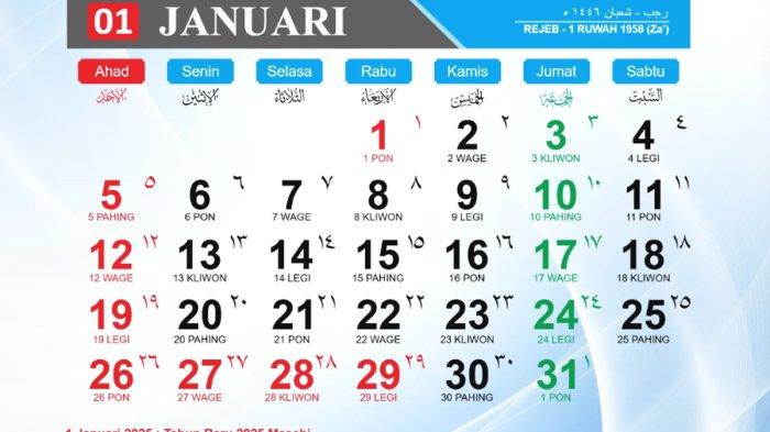 Kalender Januari 2025, Ada Long Weekend 4 Hari Berturut-turut, Catat Tanggalnya