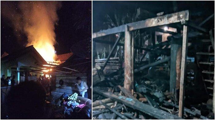 Kebakaran di Desa Sundan OKU Minggu Malam, 1 Rumah Terbakar, 1 Korban Luka Kena Pecahan Kaca