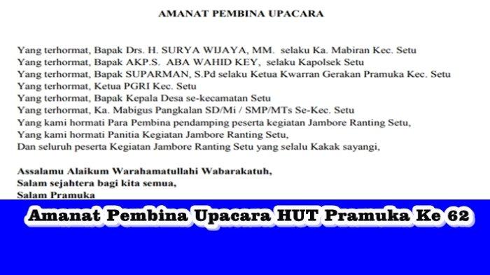 3 Contoh Amanat Pembina Upacara Hari Pramuka 2023, Penuh Hikmah dan Semangat