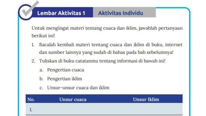 Kunci Jawaban IPS Kelas 8 Halaman 68-69 Kurikulum Merdeka, Lembar Aktivitas 1: Unsur Cuaca dan Iklim