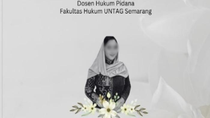 DOSEN UNTAG TEWAS- Tangkap layar ucapan belasungkawa  DLL (35), seorang dosen perempuan Universitas 17 Agustus Semarang  (Untag) yang ditemukan tewas di sebuah hotel. Menurut keterangan dari Kapolsek Gajahmungkur, AKP Nasoir, dugaan awal penyebab kematian dosen DLL (35), merujuk pada faktor kesehatan, karena sakit