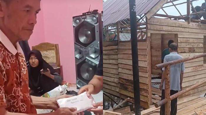 SUAMI DIUSIR ISTRI -  Nasib Muhammad pria asal Pemulutan Kabupaten Ogan Ilir, Sumsel yang mengaku diusir anak dan istrinya dari rumah, kini dapat bantuan rumah.