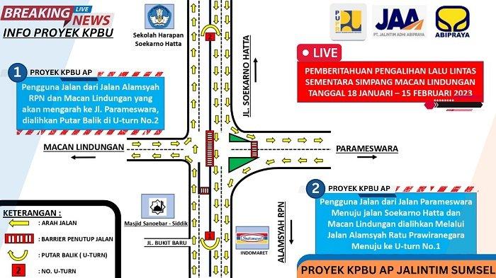 Pengalihan Arus Lalu Lintas Simpang Macan Lindungan Palembang Mulai Besok, Simak Perubahannya