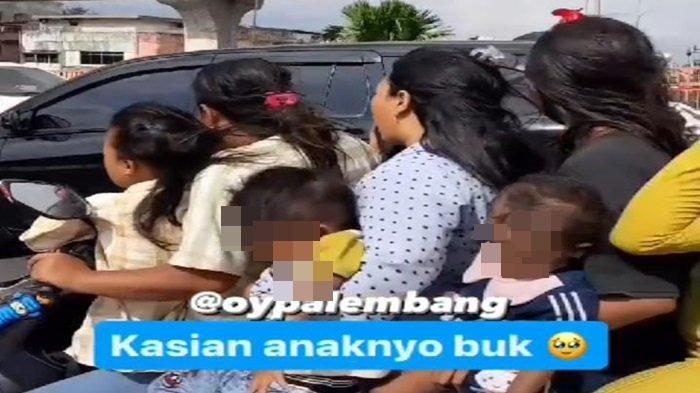 VIRAL, Pengendara Motor Bonceng 7 Nekat Melintas di atas Jembatan Ampera, Bawa 2 Balita