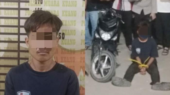 PELAKU DIAMANKAN - Polisi menangkap SD alias DN (18) pelaku pembunuhan seorang wanita berinisial Y (29 tahun) di kawasan perkebunan karet Desa Tanjung Miring, Ogan Ilir.