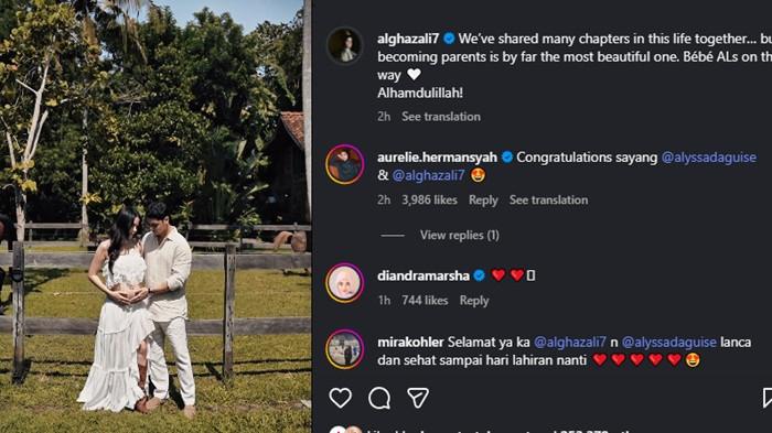 ALYSSA HAMIL - Postingan terbaru Al Ghazali umumkan kehamilan pertama sang istri, Alyssa Daguise, pamer baby bump.