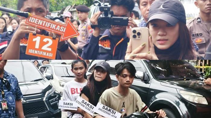 Potret Stefani Goni saat ikut rekonstruksi kasus pembunuhan Alberto Benedict Joel Tanos yang d